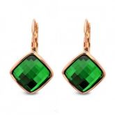 Brinco Cristal Swarovski Verde Esmeralda Banhado À Ouro Rosê