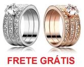 Anel Folheado A Ouro 18k com Cristais Swarovski e Aparadores