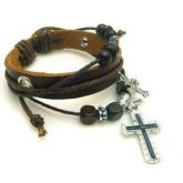 Pulseira de couro Cruz