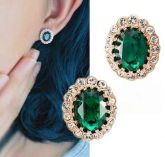 Brincos Veneza Verde Esmeralda Folheado a Ouro Rosê 18k